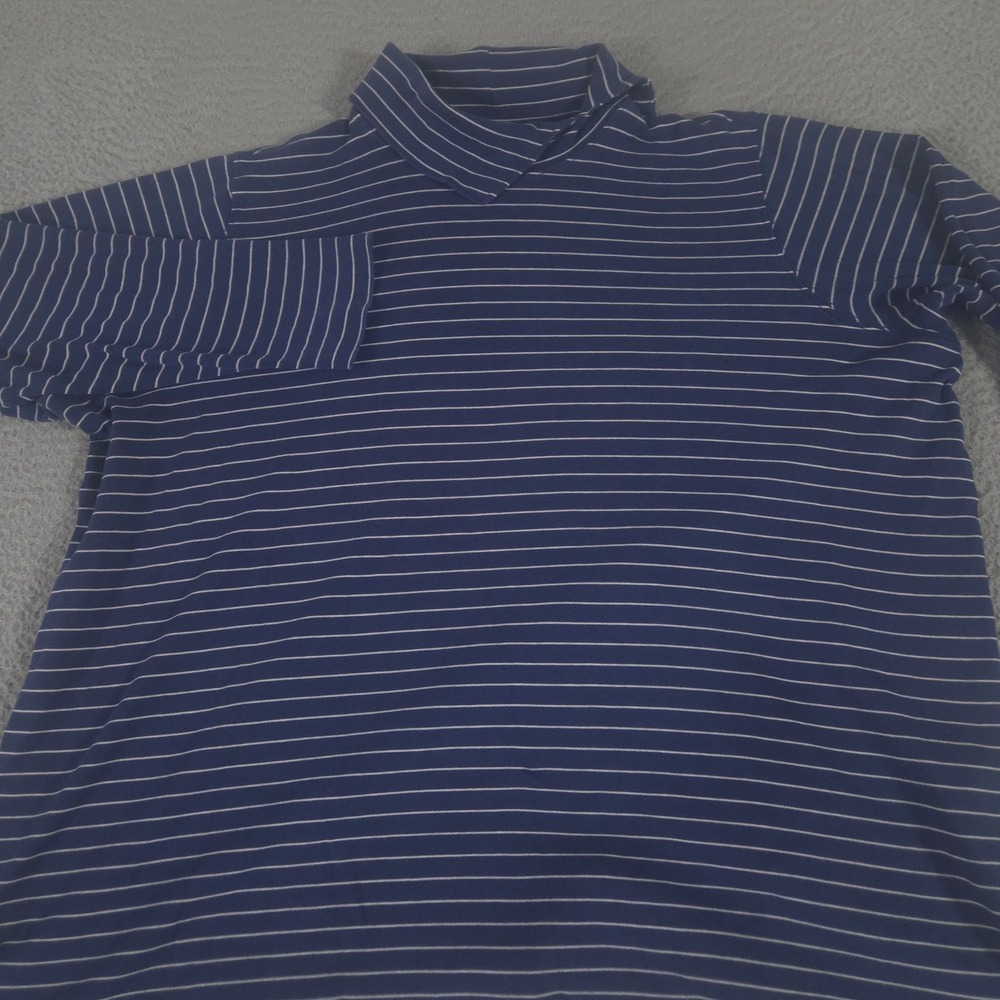 Lands' End Top Womens 2X Navy Blue Striped Supima Cotton Long Sleeve Turtleneck